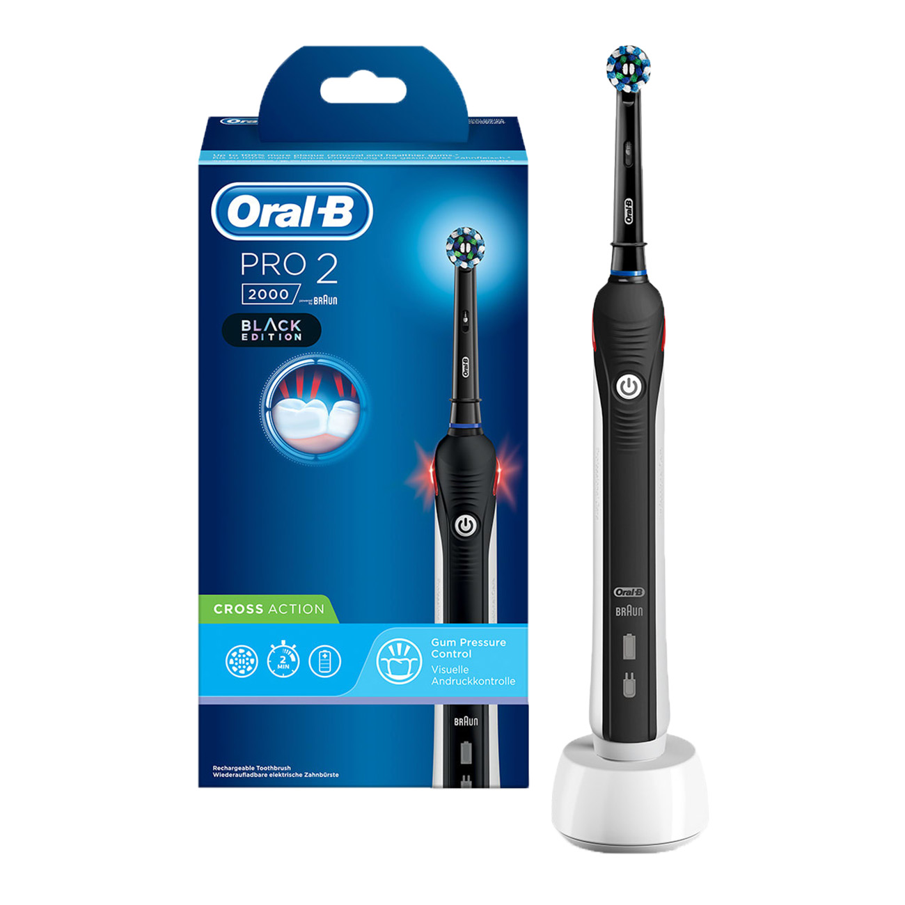 Oral-B PRO 2000 | Elektrische Zahnbürste weiss | Rotierende-vibrierende Zahnbürste | 8800 Bewegungen pro Minute | LED Display