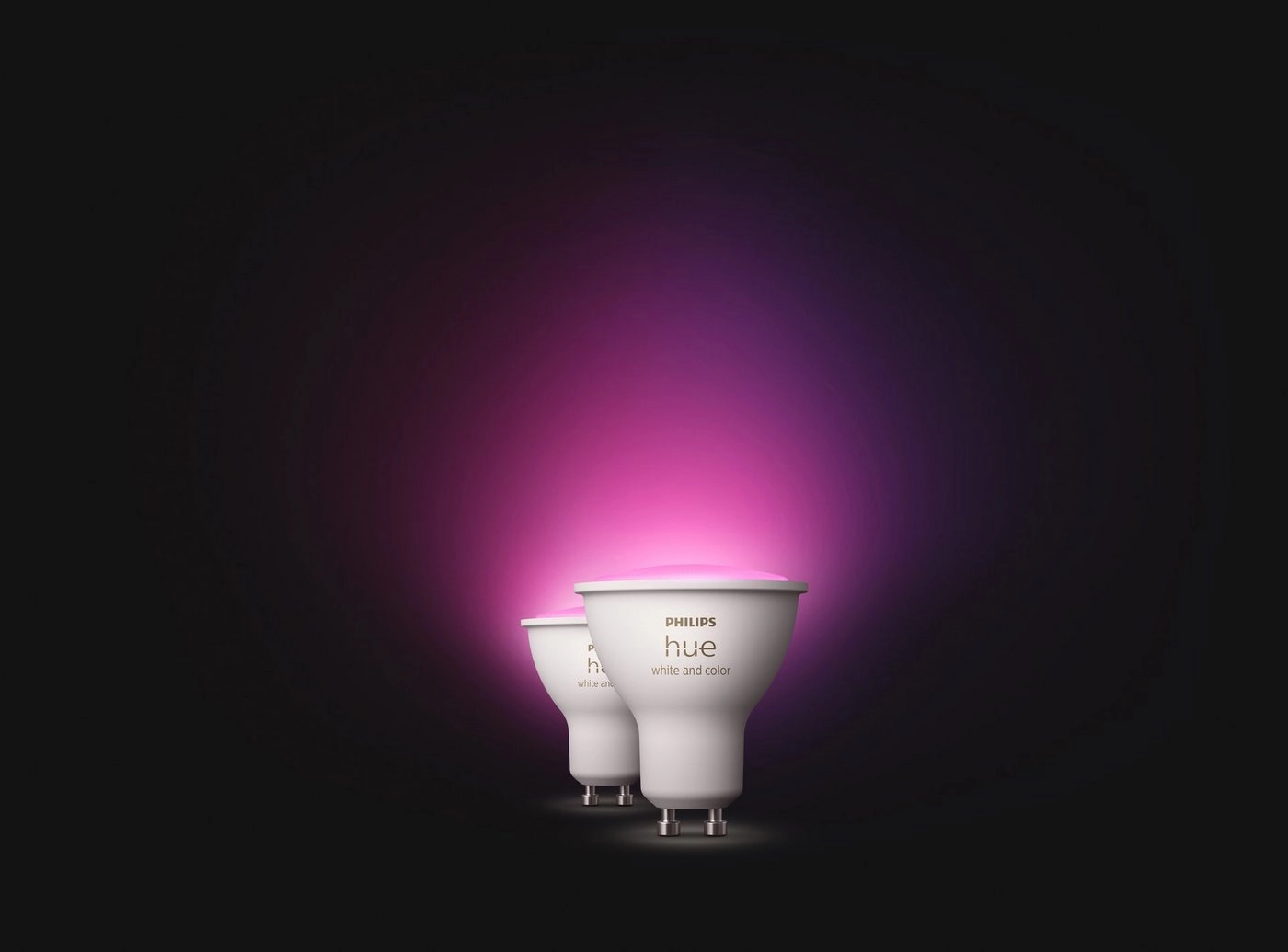 Philips Leuchtmittel White & Color Ambiance GU10 2 Stueck | Intelligente Glühbirne | Bluetoothapp | Hue Bridge | 16mio Farben | 350lm | 2000k - 6500k | 15000h