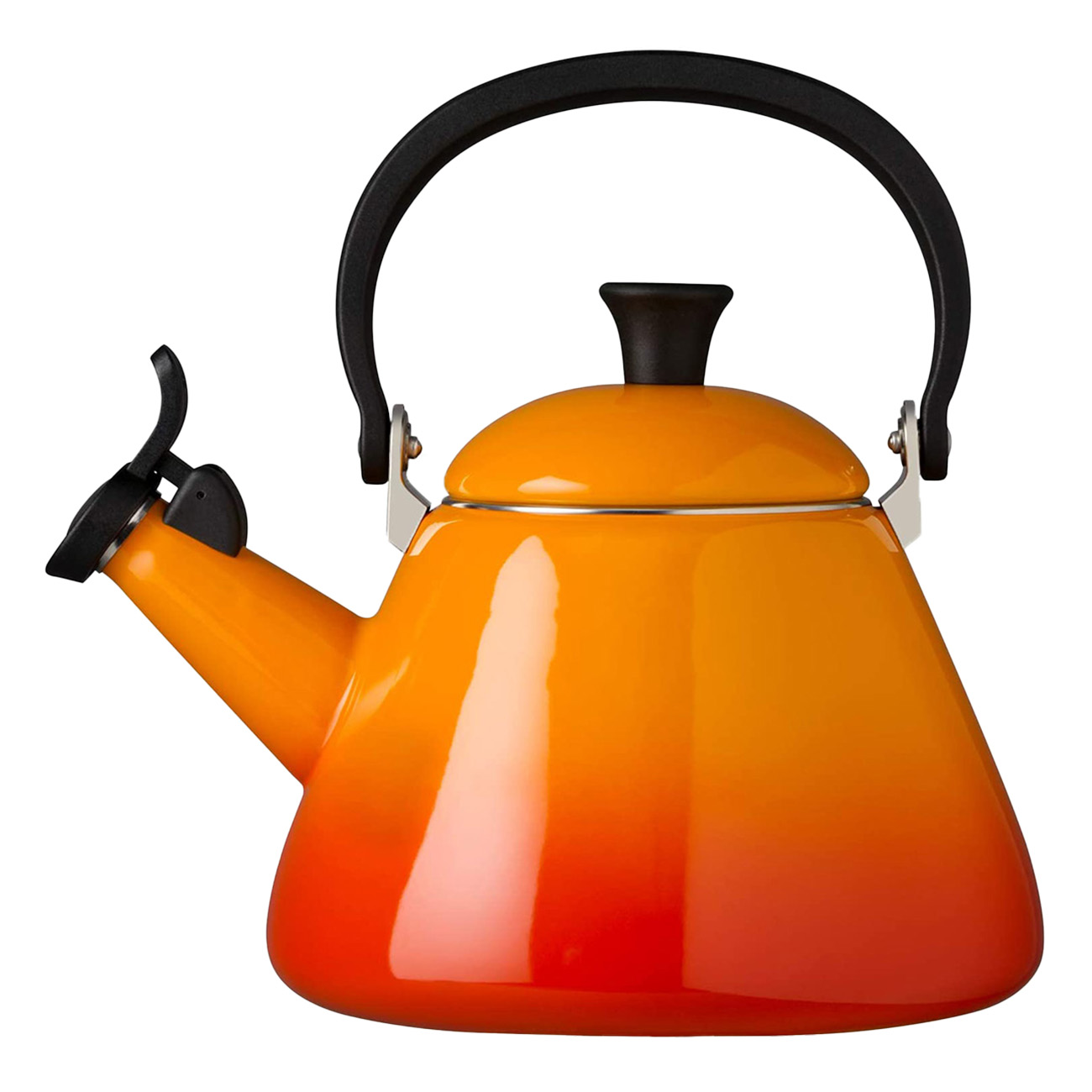 Le Creuset Kone Wasserkessel Ofenrot | Volumen 1,6 L | Hitzeresistente Phenolgriffe | hochwertige Emaillierung | Angenehmer Flötenton | Induktionsherdgeeignet