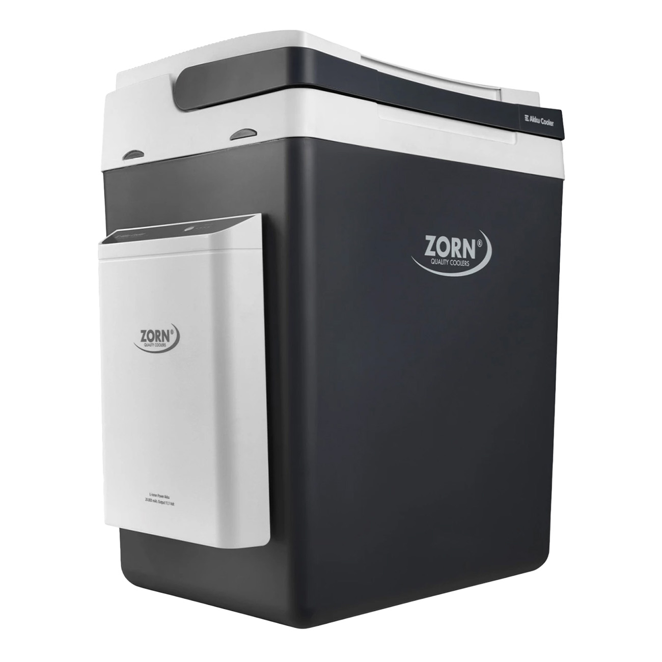 ZORN ZE32 12/230V LNP Kühlbox | starke Isolierung | 30 Liter Füllvolumen | Mobil | 12 V-Anschlussleitung für Auto | Lithium-Ionen Power Akku mit 20800 mAh