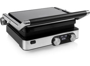 Princess Grill Master Pro Schwarz | 2000 Watt | Elektrogrill mit digitalem Bedienfeld | Abnehmbare Grillplatten | Antihaftbeschichtet | Modernes Edelstahldesign