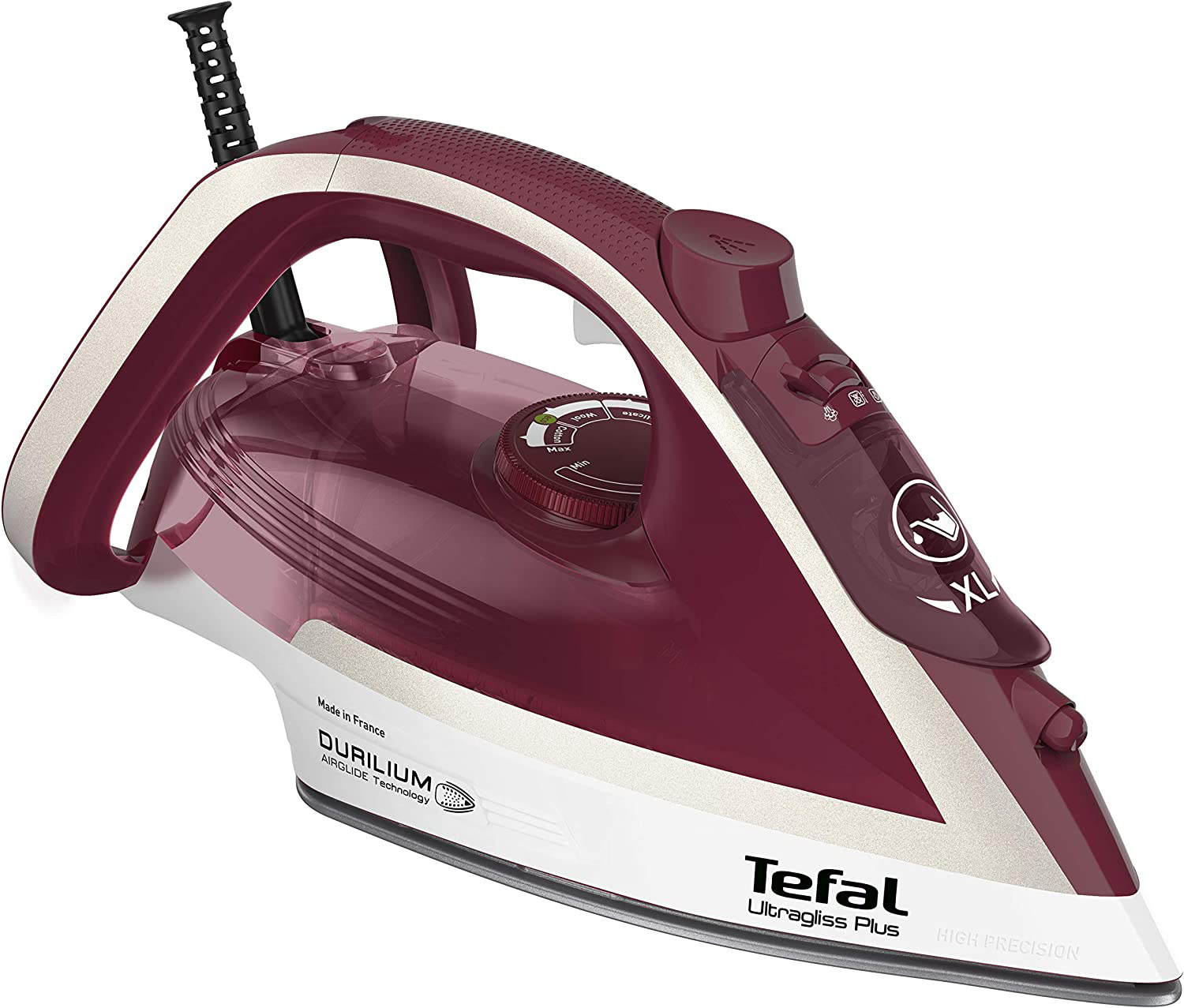 Tefal FV6810 Ultragliss Plus bordeaux red/silver | 2800 Watt | Kontinuierliche Dampfabgabe von bis zu 50 g/Minute | Durilium Airglide Bügelsohle | Eco Mode