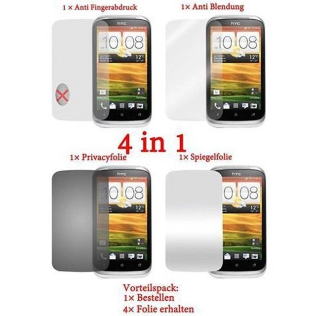 Cadorabo Displayschutzfolien für HTC DESIRE X - Schutzfolien in HIGH CLEAR ? 4 Folien (1x Privacy - 1x Spiegel - 1x Matt - 1x Anti-Fingerabdruck)