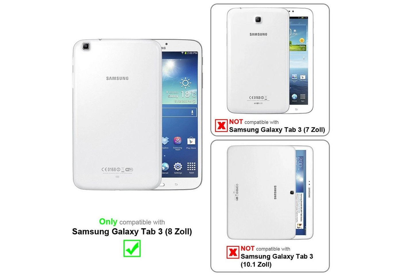 Cadorabo Displayschutzfolien für Samsung Galaxy TAB 3 8,0" Zoll - Schutzfolien in MATT CLEAR ? 2 Stück antireflektierende, matte Anti-Reflex-Schutzfolien