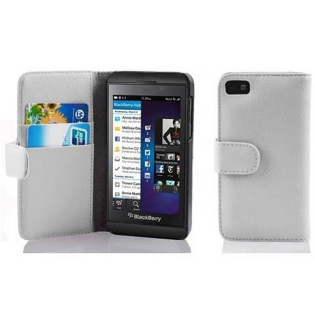 Cadorabo Hülle für Blackberry Z10 in MAGNESIUM WEIß Handyhülle aus strukturiertem Kunstleder mit Standfunktion und Kartenfach Case Cover Schutzhülle Etui Tasche Book Klapp Style