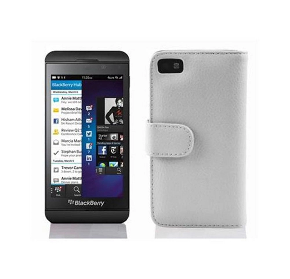 Cadorabo Hülle für Blackberry Z10 in MAGNESIUM WEIß Handyhülle aus strukturiertem Kunstleder mit Standfunktion und Kartenfach Case Cover Schutzhülle Etui Tasche Book Klapp Style