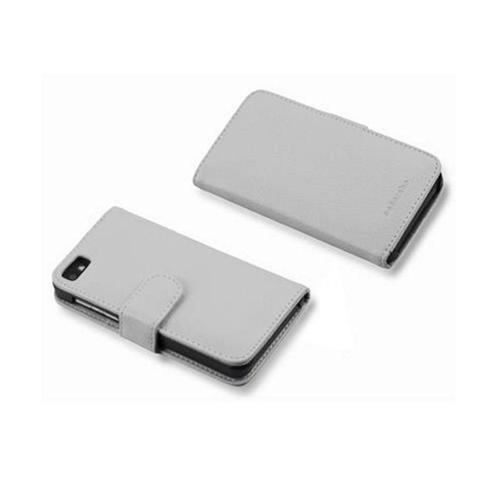 Cadorabo Hülle für Blackberry Z10 in MAGNESIUM WEIß Handyhülle aus strukturiertem Kunstleder mit Standfunktion und Kartenfach Case Cover Schutzhülle Etui Tasche Book Klapp Style