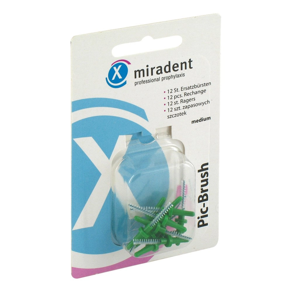 Miradent InterdentalbÃ¼rsten Pic-Brush ErsatzbÃ¼rsten medium grÃ¼n