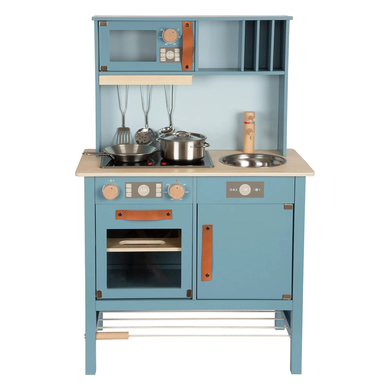 Smallfoot Kinderküche tasty | Material: Holz, Metall | Kunstledergriffe | elektronisches Kochfeld | Licht & Sound | herausziehbare Dunstabzugshaube