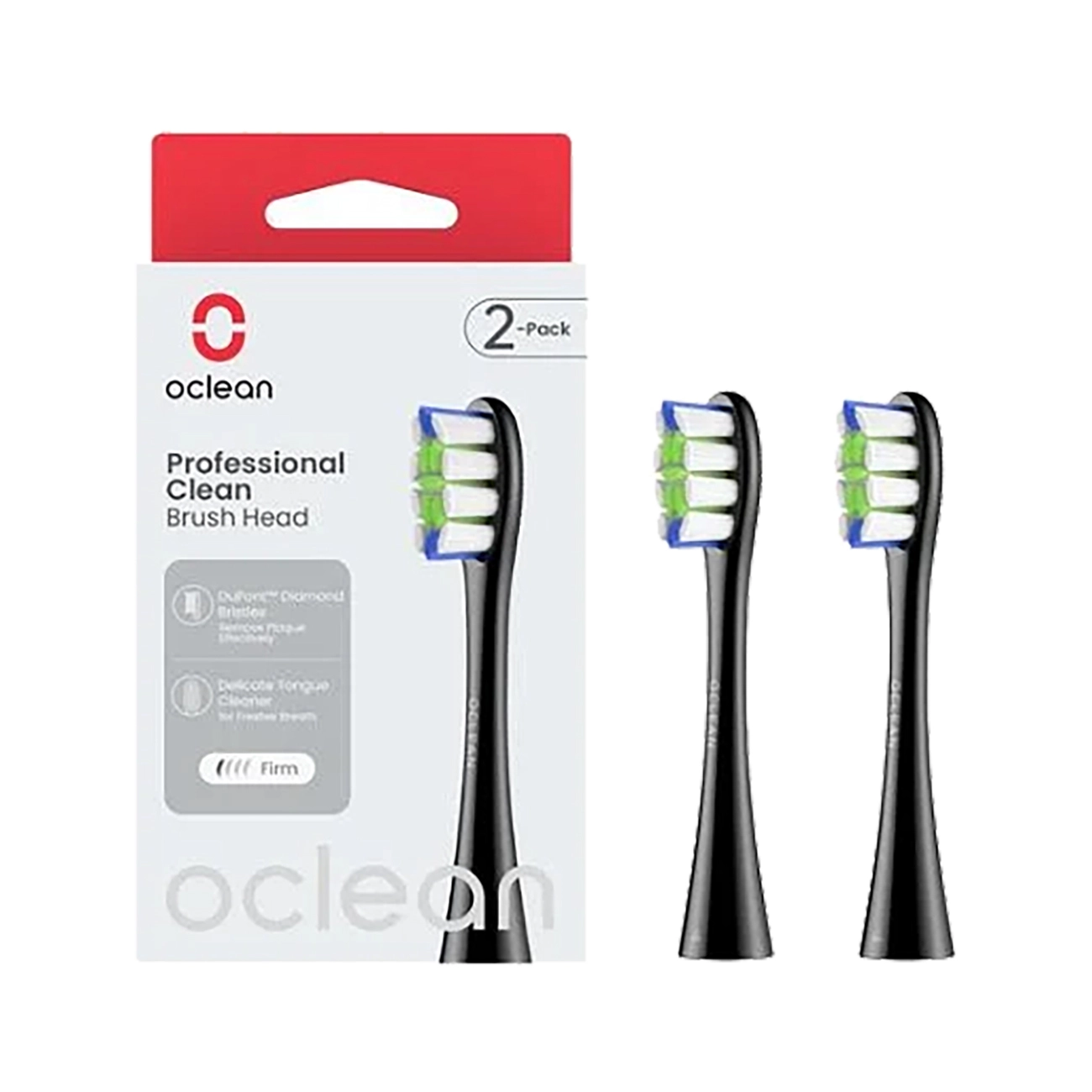 Oclean Professional clean 2 Pack Schwarz | Zahnbürstenaufsatz | Kompatibel mit allen elektrischen Griffen von Oclean | CE- und FDA-Zulassung