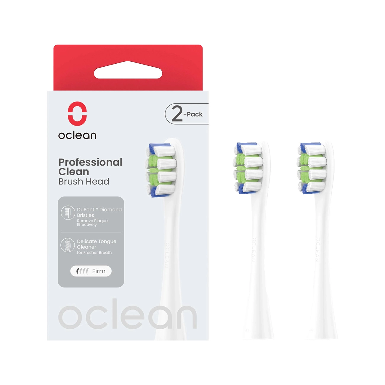 Oclean Professional clean 2 Pack Weiß | Zahnbürstenaufsatz | Kompatibel mit allen elektrischen Griffen von Oclean | CE- und FDA-Zulassung
