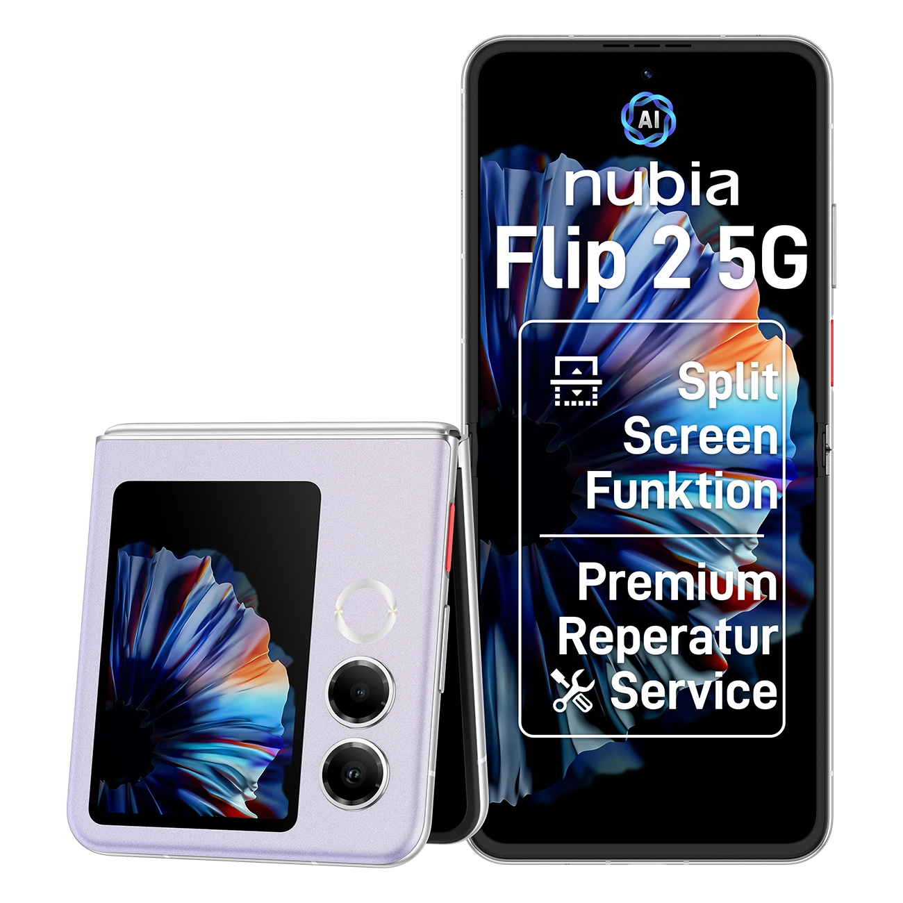 Nubia Flip 2 | Smartphone | 256 GB ROM & 8 GB RAM | 6,9 " FDH+ Display | 50MP Hauptkamera | Akkukapazität: 4325 mAh | AI Funktionen