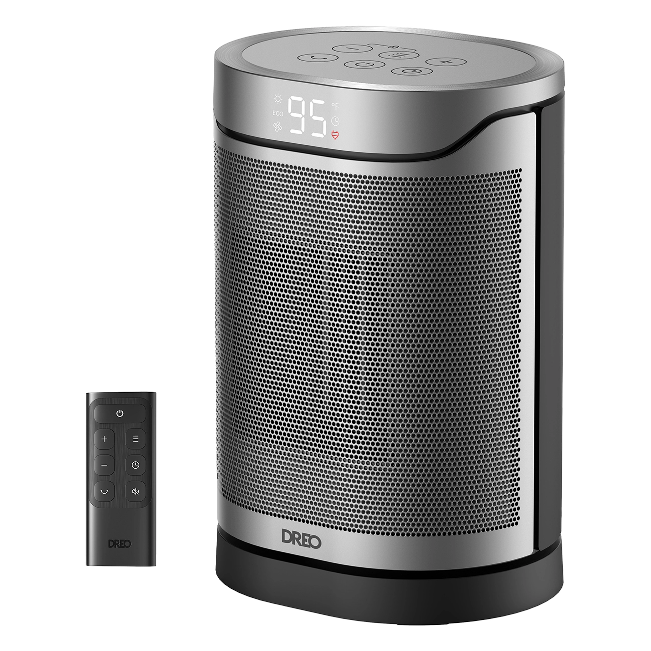 Dreo Heater 318 schwarz | Heizlüfter | 3m/s Windgeschwindigkeit | Regelbares Thermostat 5-35°C | 3 Warmwindstufen + 1 ECO-Kaltwind | mit Fernbedienung