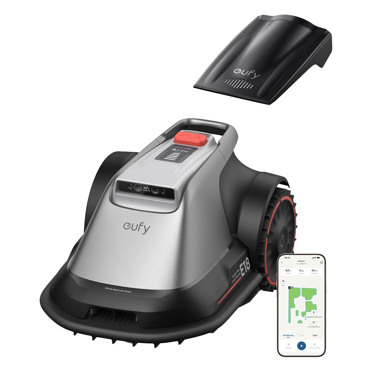 Eufy E18 grau | Robotik-Rasenmäher | Einfach Kartierung | Verwaltung mehrerer Rasenflächen | Hinderniserkennung | Starkes Tech für makellose Ränder
