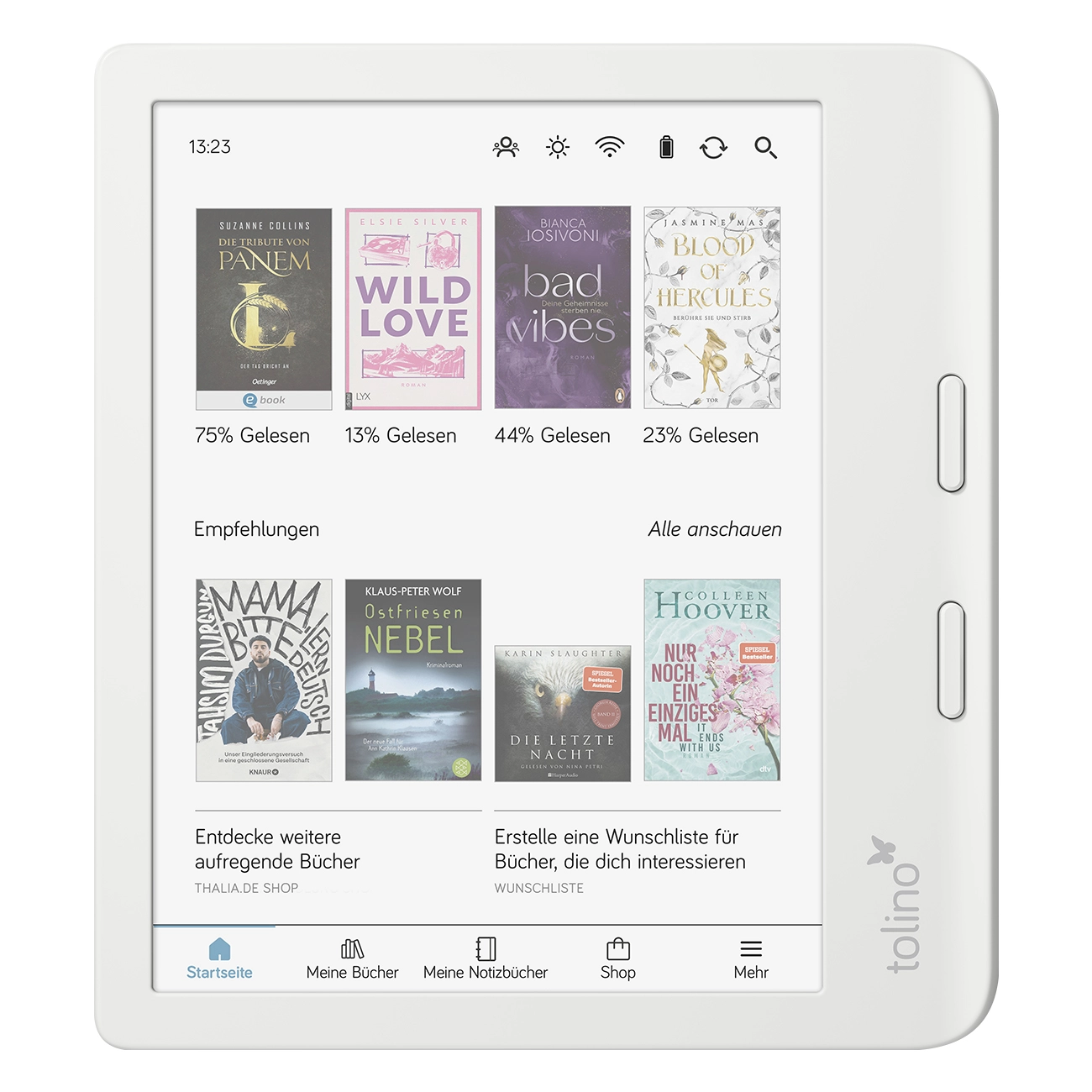 tolino vision color weiß | eReader | Ergonomische Form | Wasserabweisendes IPX8 Coating | Wochenlange Akkulaufzeit | kostenlose Software-Updates