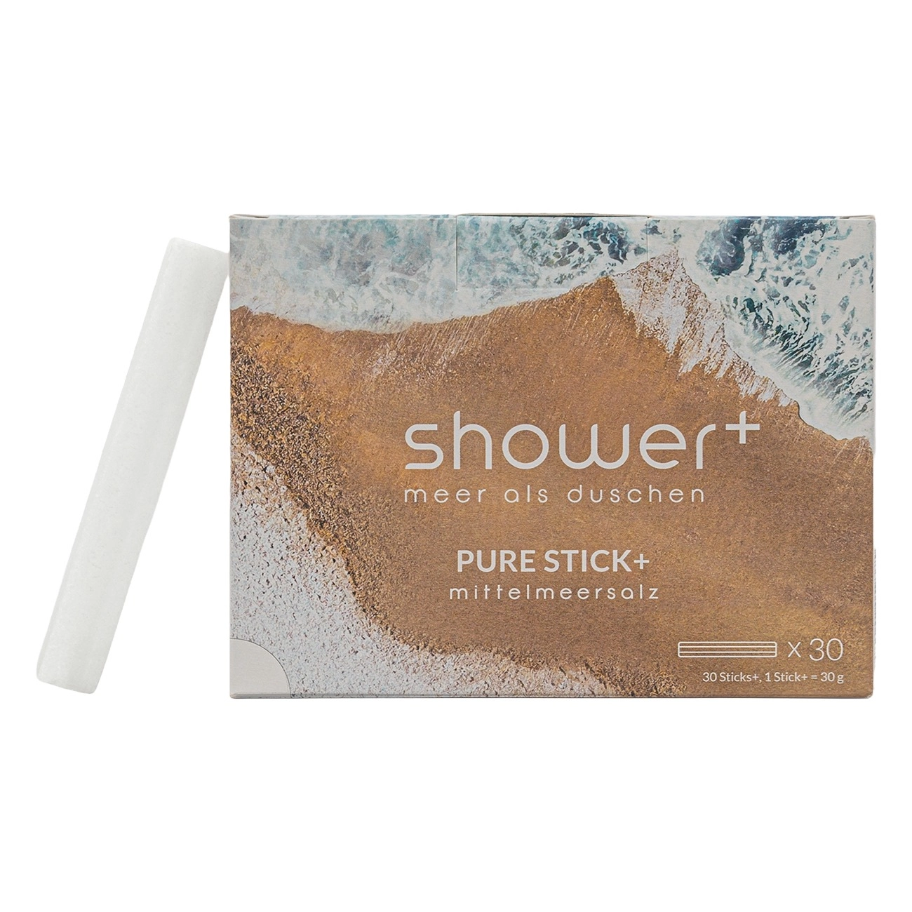 shower+ 30 Salzsticks Mittelmeer weiß | Salzdusche | Made in Germany | therapiebegleitende Maßnahme | frei von industriellen oder synthetischen Zusätzen