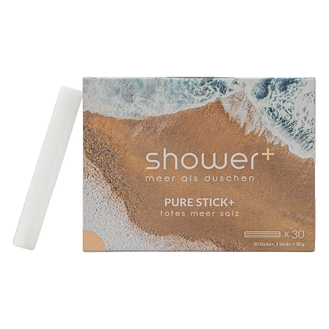 shower+ 30 Salzsticks Totes Meer weiß | Salzdusche | Made in Germany | therapiebegleitende Maßnahme | frei von industriellen oder synthetischen Zusätzen