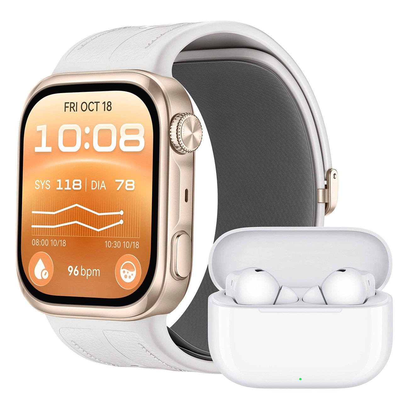 Huawei Watch D3 Bundle weiß | Smartwatch | ambulante Blutdruckmessung | mit mechanischem Airbag | schlanke Passform | 1.92 Zoll AMOLED-Display | für iOS & Android