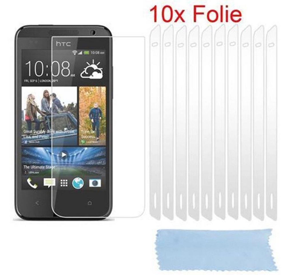 Cadorabo Displayschutzfolien für HTC DESIRE 300 - Schutzfolien in HIGH CLEAR ? 10 Stück hochtransparenter Schutzfolien gegen Staub, Schmutz und Kratzer