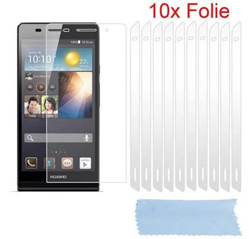 Cadorabo Displayschutzfolien für Huawei ASCEND P6 - Schutzfolien in HIGH CLEAR ? 10 Stück hochtransparenter Schutzfolien gegen Staub, Schmutz und Kratzer