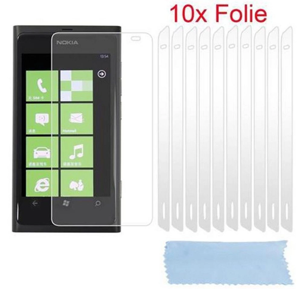 Cadorabo Displayschutzfolien für Nokia Lumia 800 - Schutzfolien in HIGH CLEAR ? 10 Stück hochtransparenter Schutzfolien gegen Staub, Schmutz und Kratzer