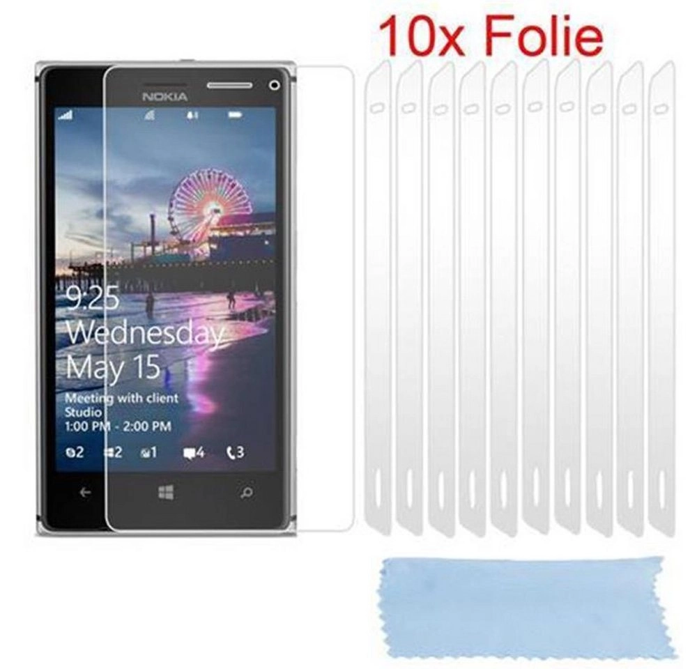 Cadorabo Displayschutzfolien für Nokia Lumia 925 - Schutzfolien in HIGH CLEAR ? 10 Stück hochtransparenter Schutzfolien gegen Staub, Schmutz und Kratzer