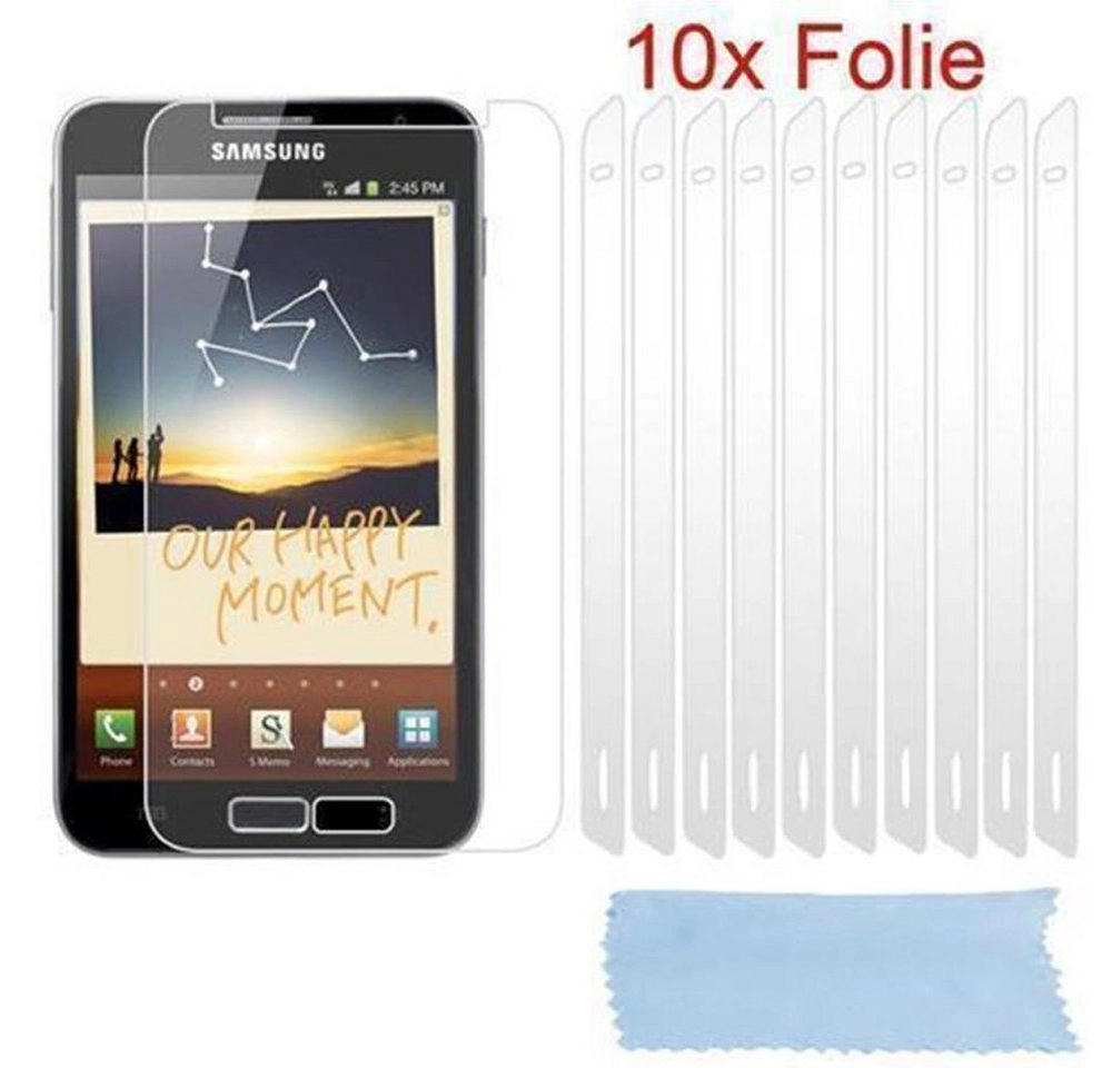 Cadorabo Displayschutzfolien für Samsung Galxy NOTE 1 - Schutzfolien in HIGH CLEAR ? 10 Stück hochtransparenter Schutzfolien gegen Staub, Schmutz und Kratzer