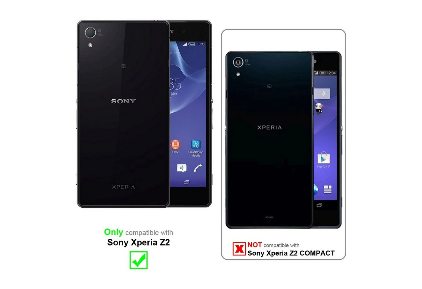 Cadorabo Displayschutzfolien für Sony Xperia Z2 - Schutzfolien in HIGH CLEAR ? 10 Stück hochtransparenter Schutzfolien gegen Staub, Schmutz und Kratzer