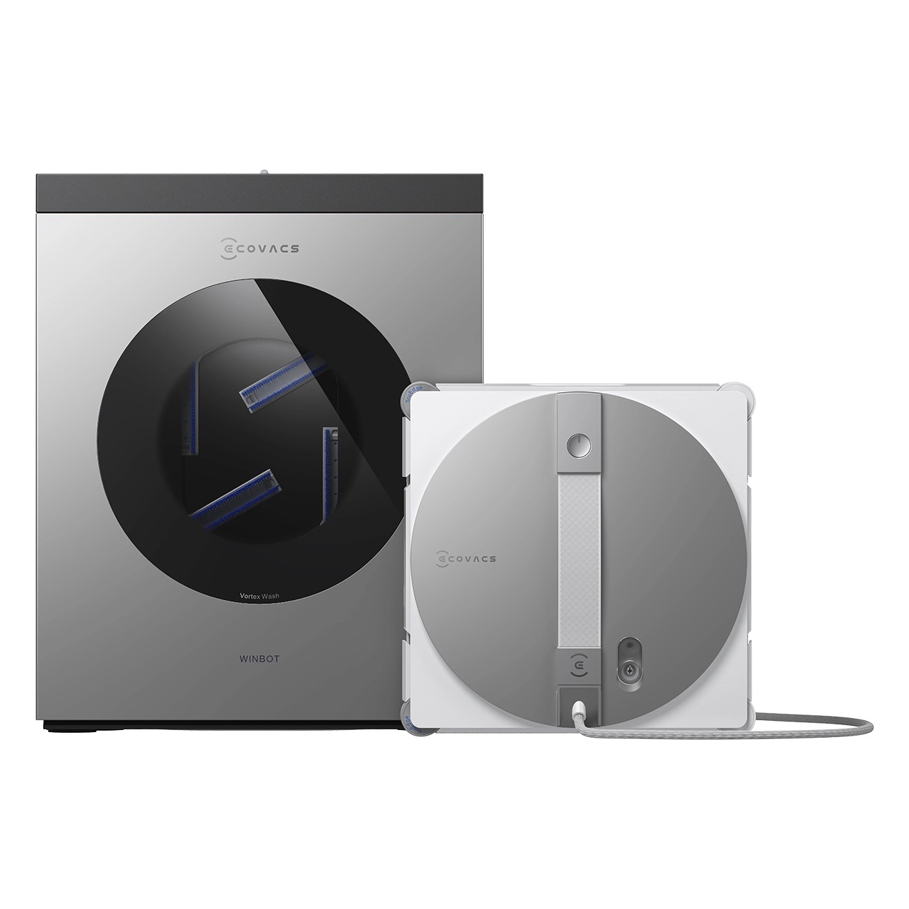 Aussteller Ecovacs WINBOT W3 Omni silber | Fenstersauger | mit Multifunktionsstation | Wischpadreinigung | intelligente Ränderreinigung | drei Düsen | App-Steuerung