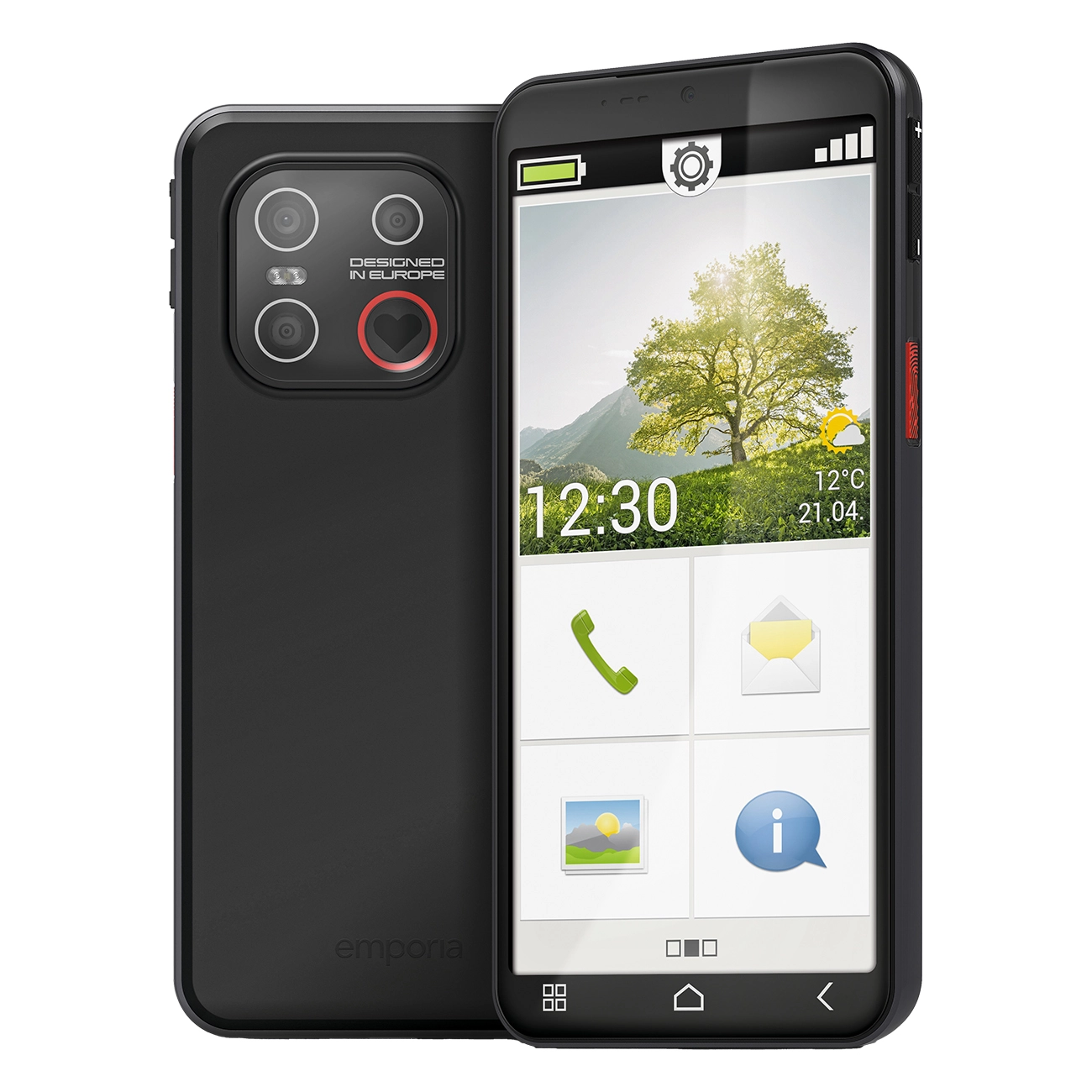 Emporia SMART.7lite schwarz | Seniorenhandy | Android 16 | No-Panic-Notruftaste | Akku austauschbar | einfache Bedienbarkeit | 128GB ROM | 256GB MicroSD