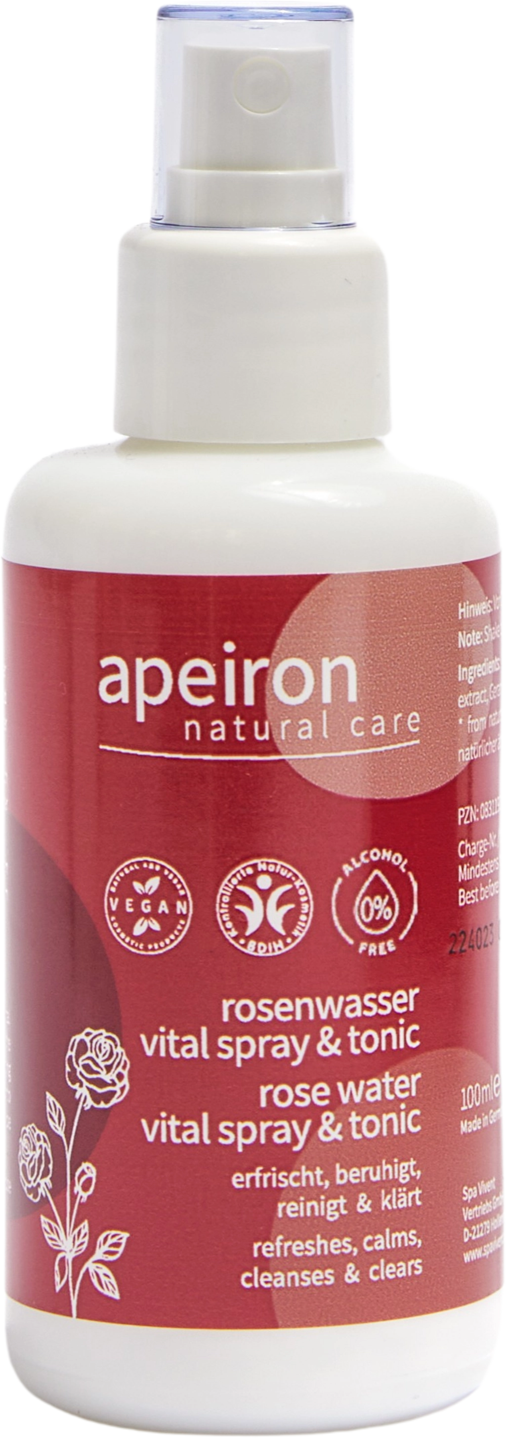 Apeiron Rosenwasser Vital-Spray & Tonic - 100 ml