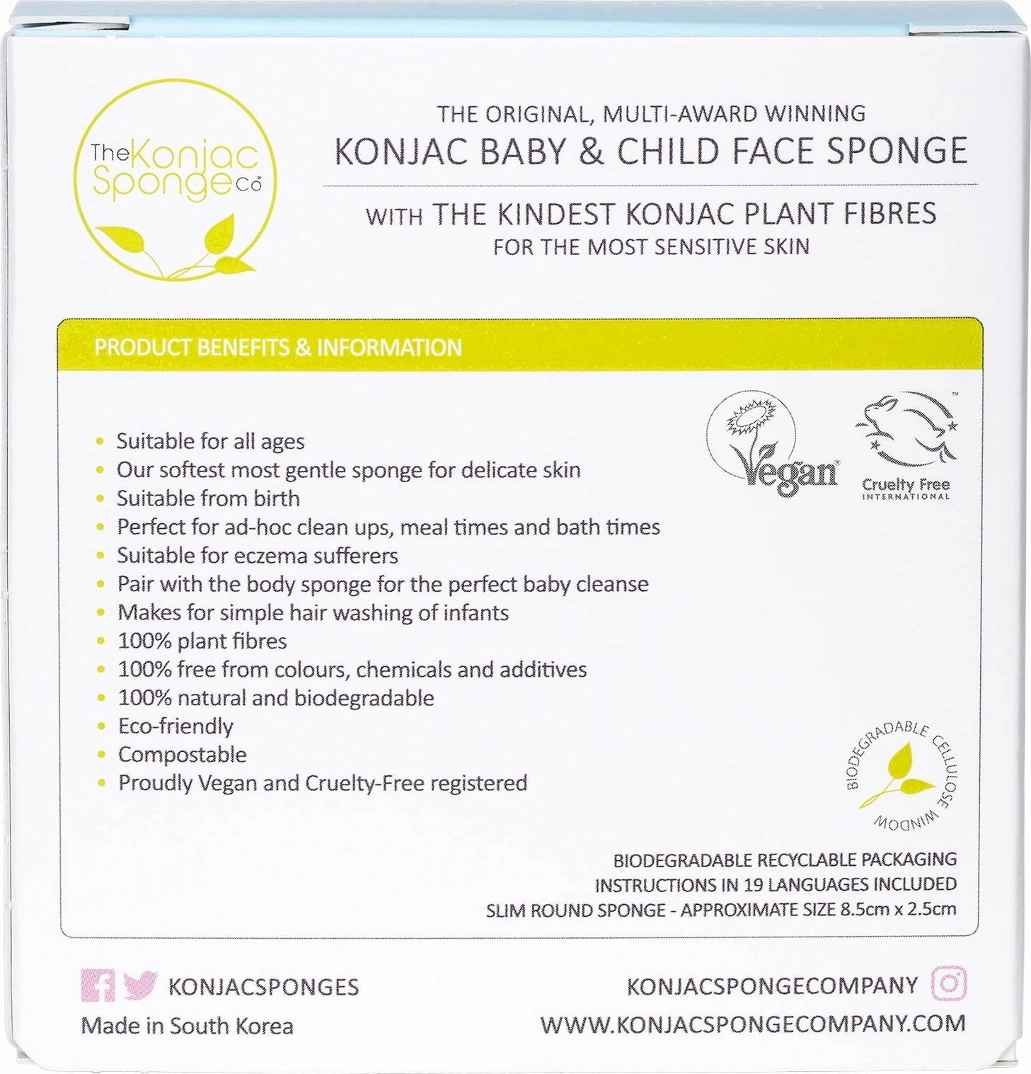 Slim Round White Pure Baby Sponge - 1 Stk