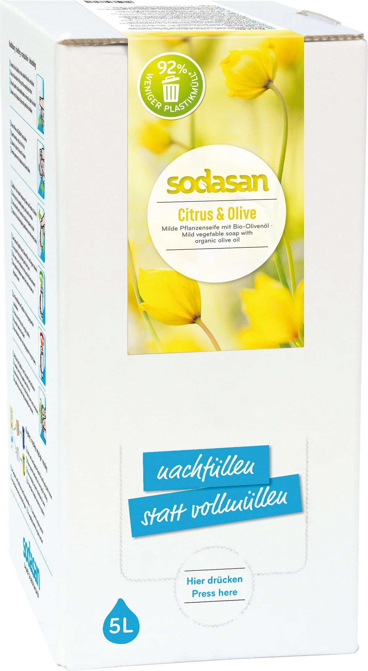 SODASAN Flüssigseife Zitrus & Olive - 5 l