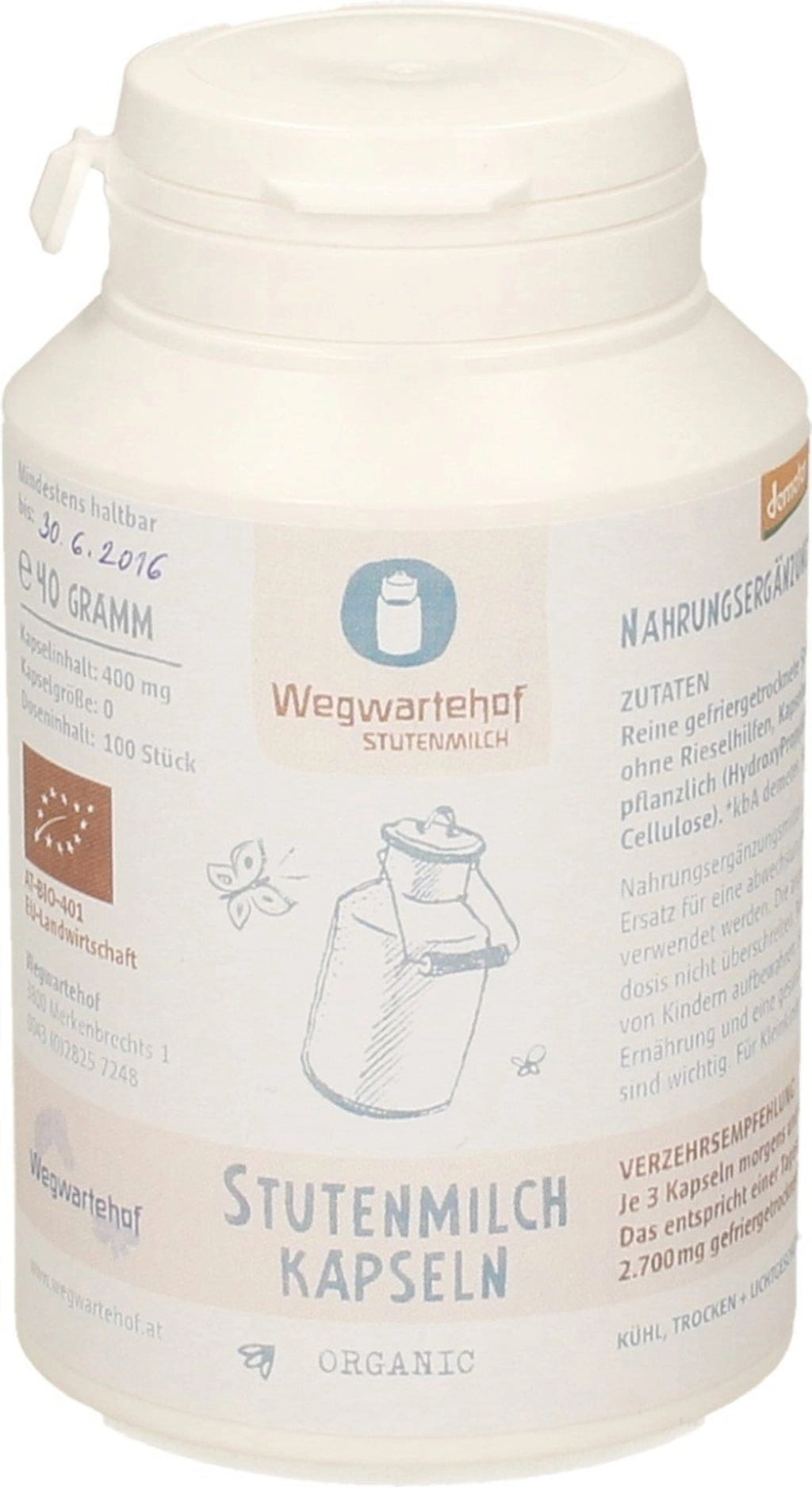 Wegwartehof Demeter BIO Stutenmilchkapseln - 100 Kapseln