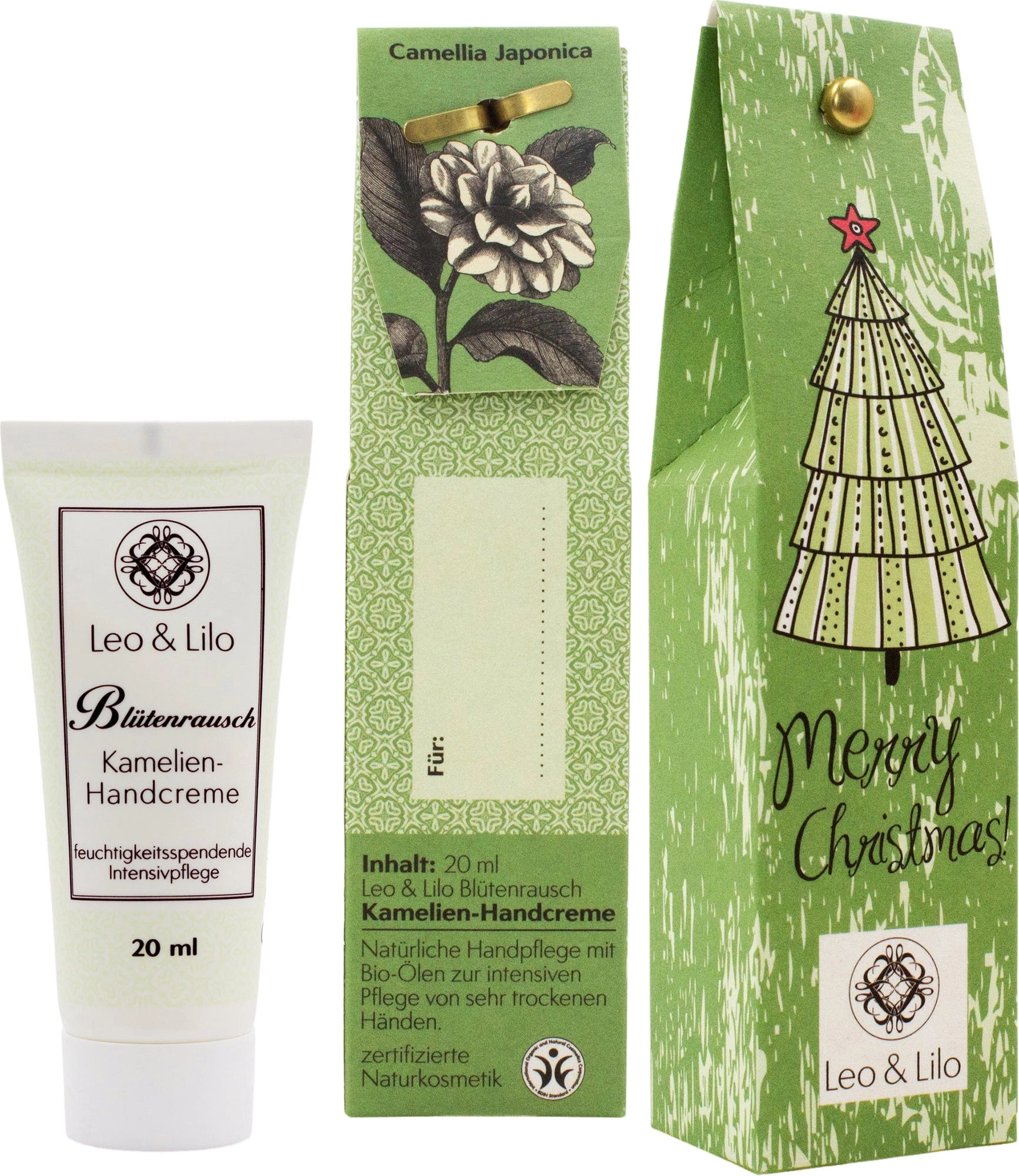 Leo & Lilo Kleiner X-Mas Gruß Kamelie - Tannenbaum