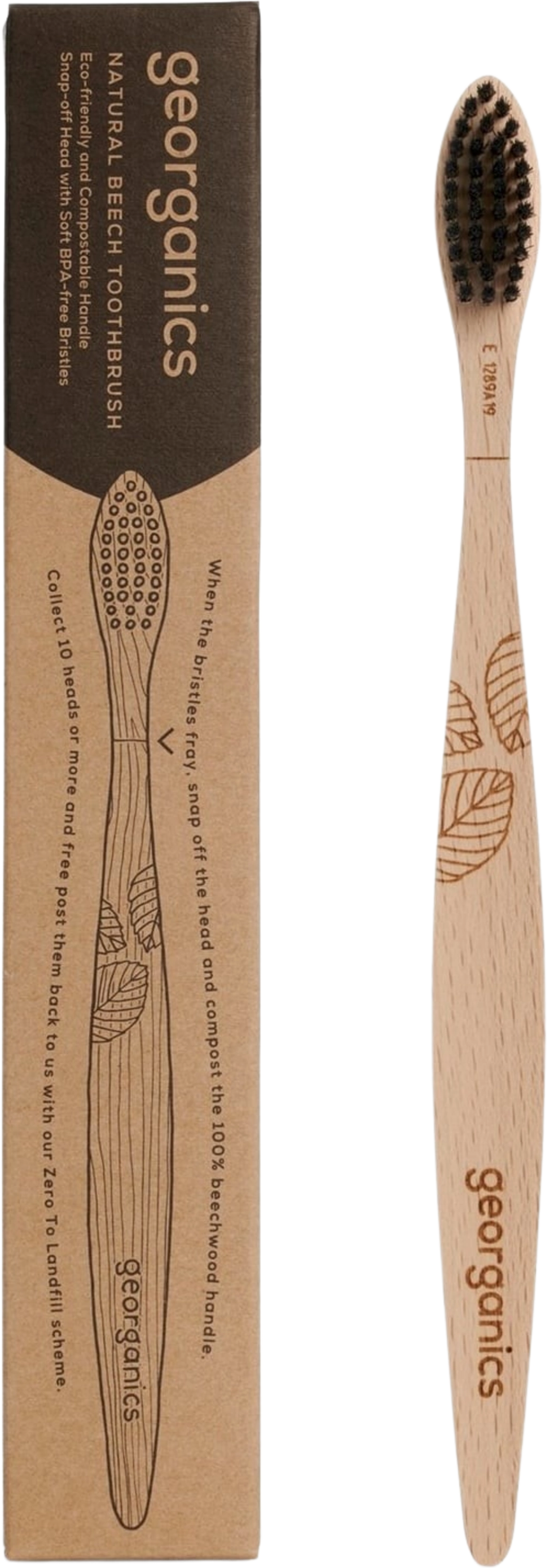 georganics Beechwood Toothbrush Charcoal - 1 Stk