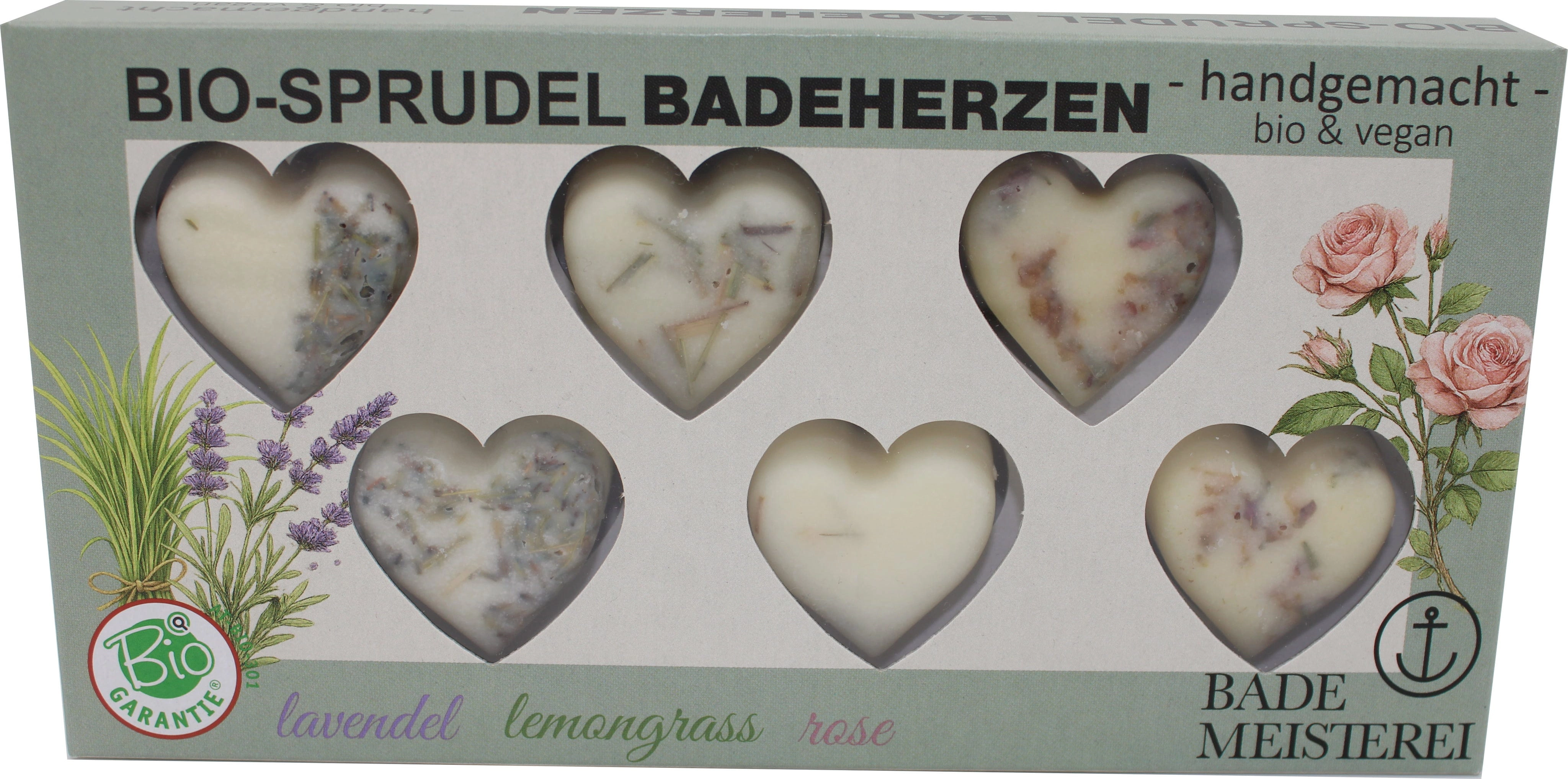 Bademeisterei Bio Sprudelbadeherzen 6er Set - 1 Set