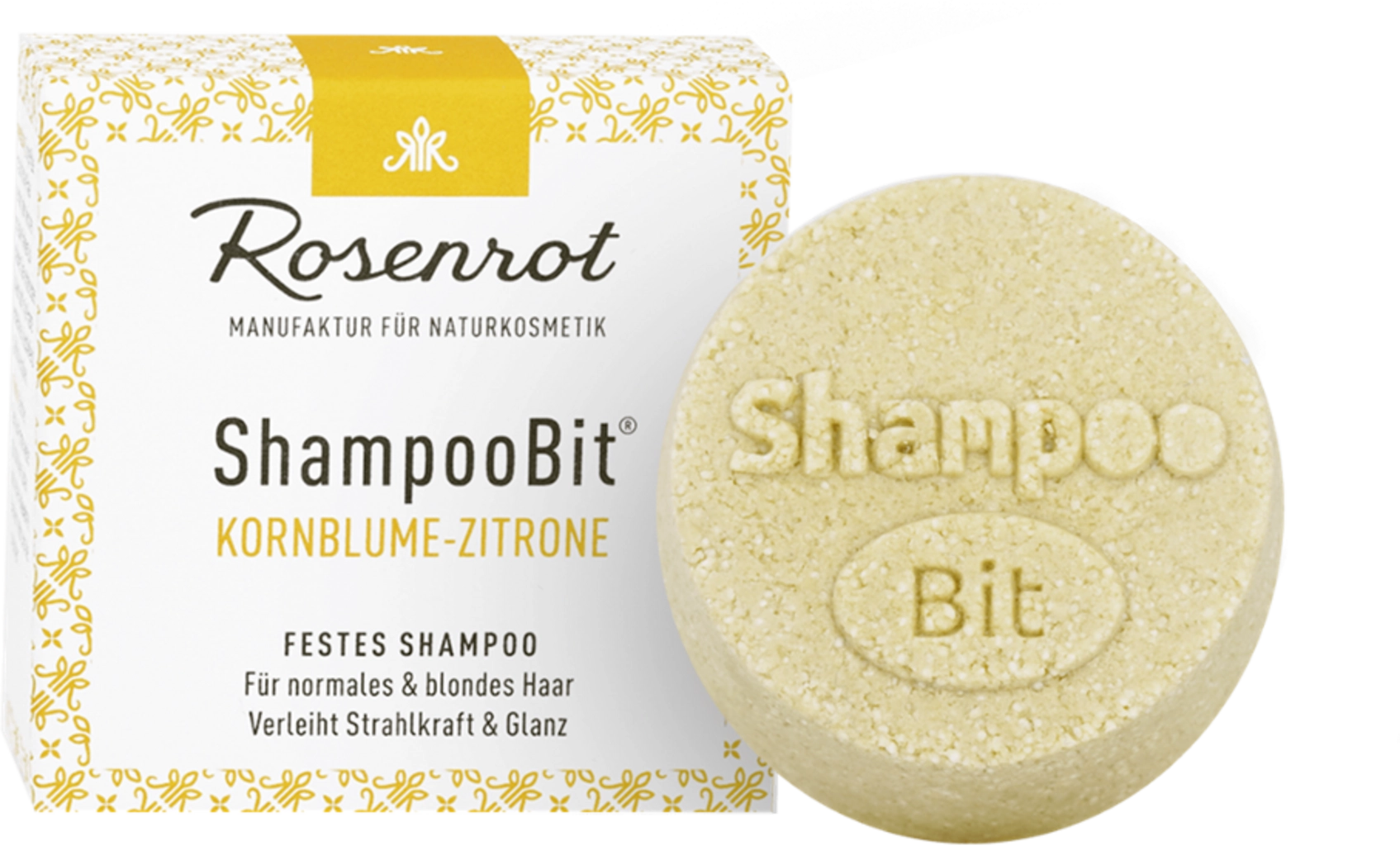 Rosenrot ShampooBit® Shampoo Kornblume-Zitrone - 55 g