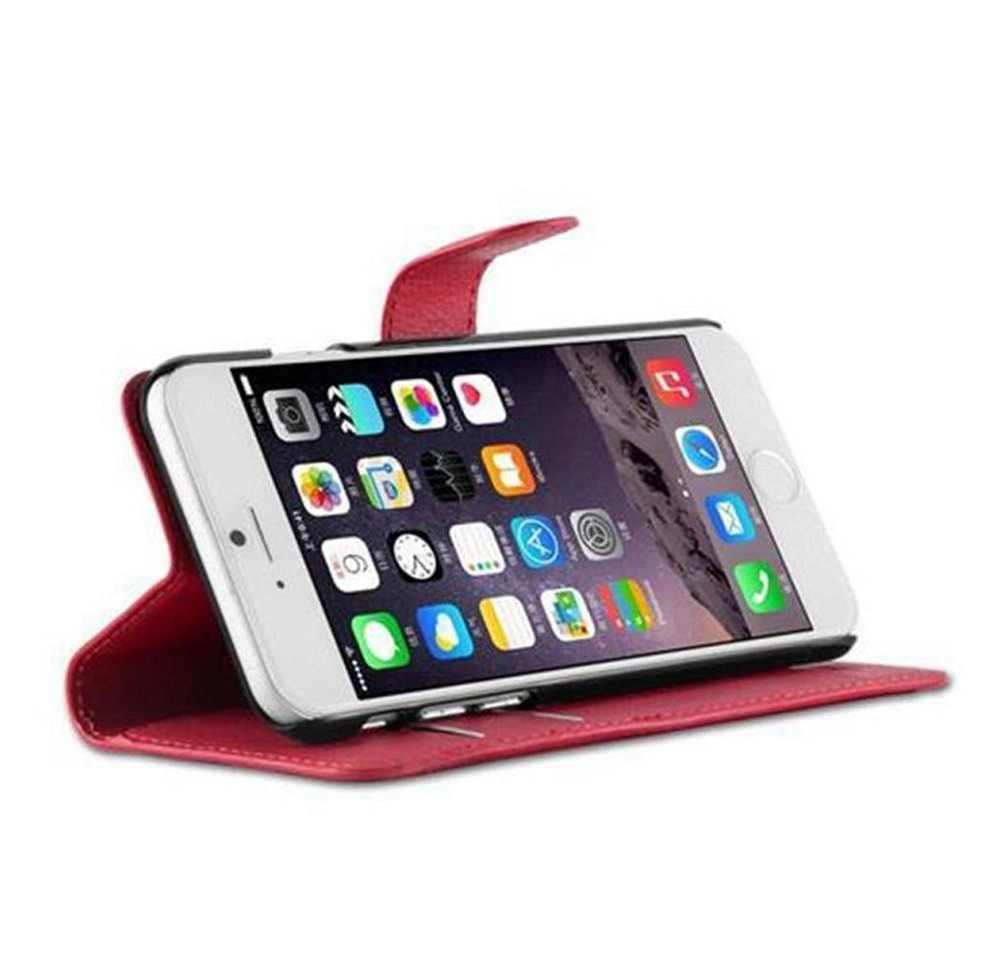 Cadorabo Hülle für Apple iPhone 6 / iPhone 6S in KARMIN ROT - Handyhülle mit Magnetverschluss, Standfunktion und Kartenfach - Case Cover Schutzhülle Etui Tasche Book Klapp Style
