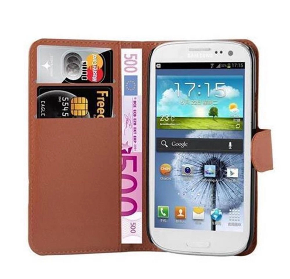 Cadorabo Hülle für Samsung Galaxy S3 MINI in SCHOKO BRAUN Handyhülle mit Magnetverschluss, Standfunktion und Kartenfach Case Cover Schutzhülle Etui Tasche Book Klapp Style