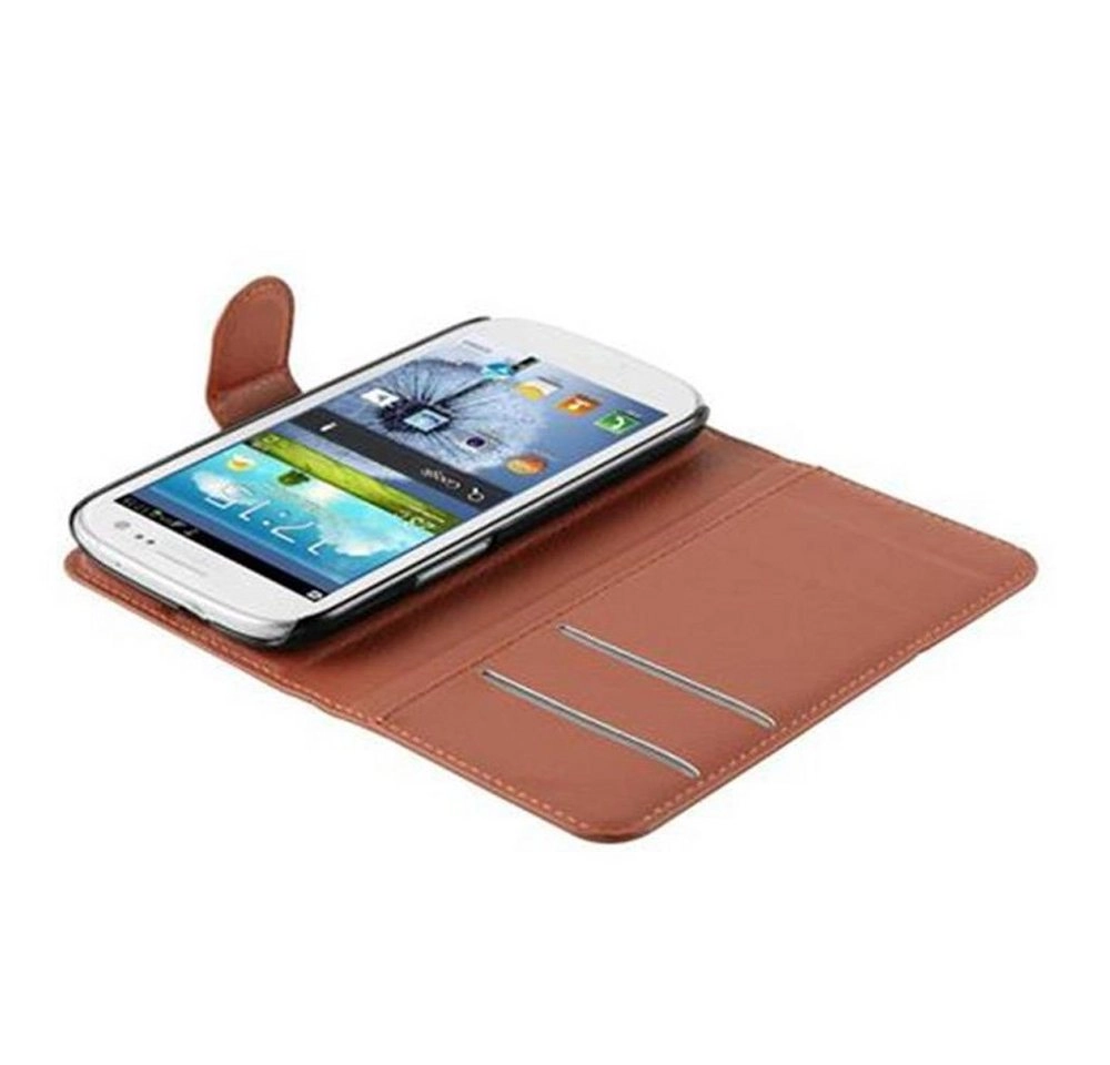 Cadorabo Hülle für Samsung Galaxy S3 MINI in SCHOKO BRAUN Handyhülle mit Magnetverschluss, Standfunktion und Kartenfach Case Cover Schutzhülle Etui Tasche Book Klapp Style