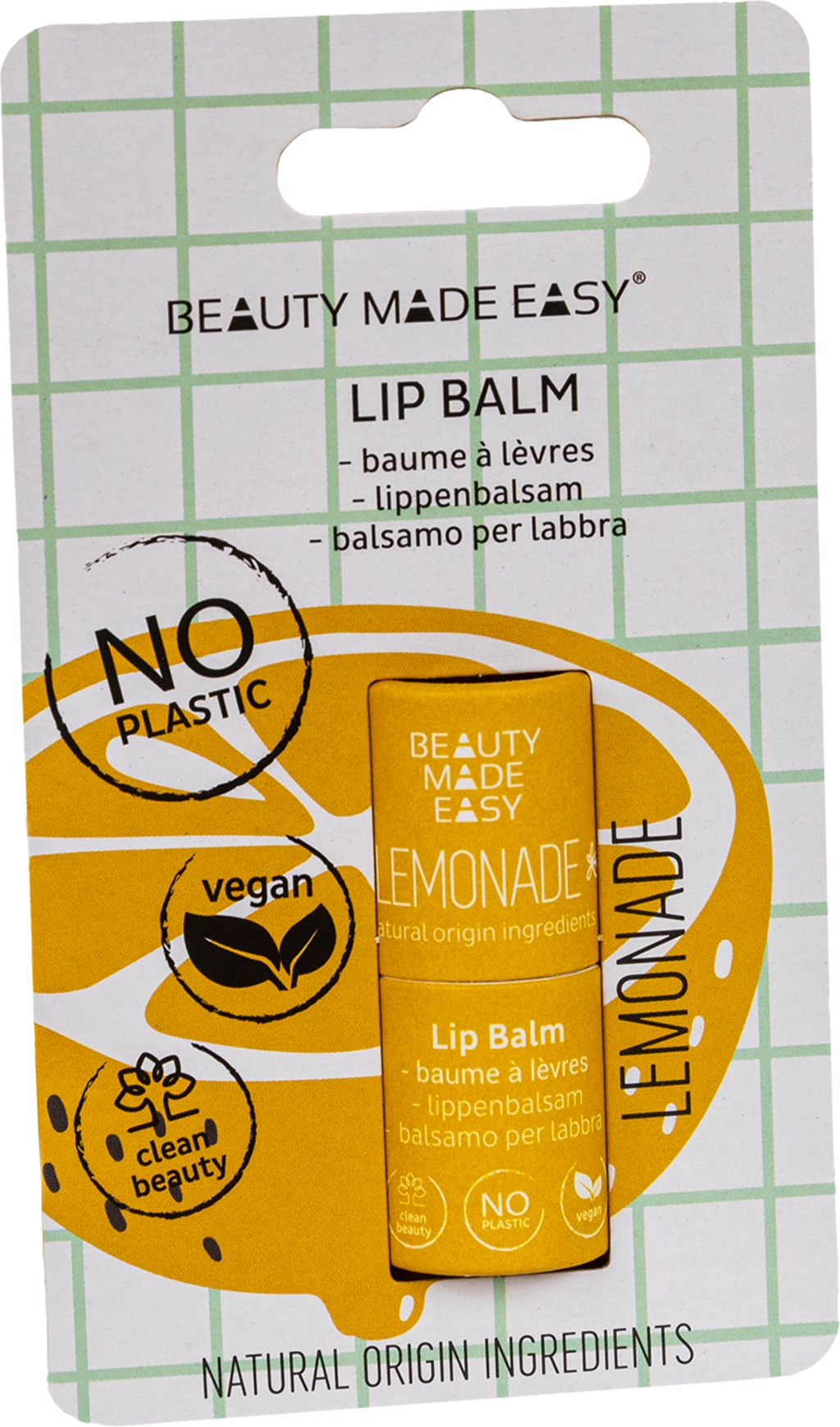 BEAUTY MADE EASY Paper Tube Lip Balm Summertime - Lemonade