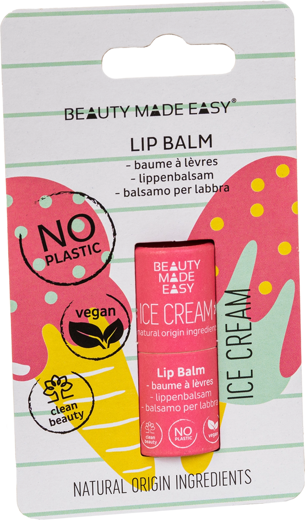 BEAUTY MADE EASY Paper Tube Lip Balm Summertime - Ice Cream