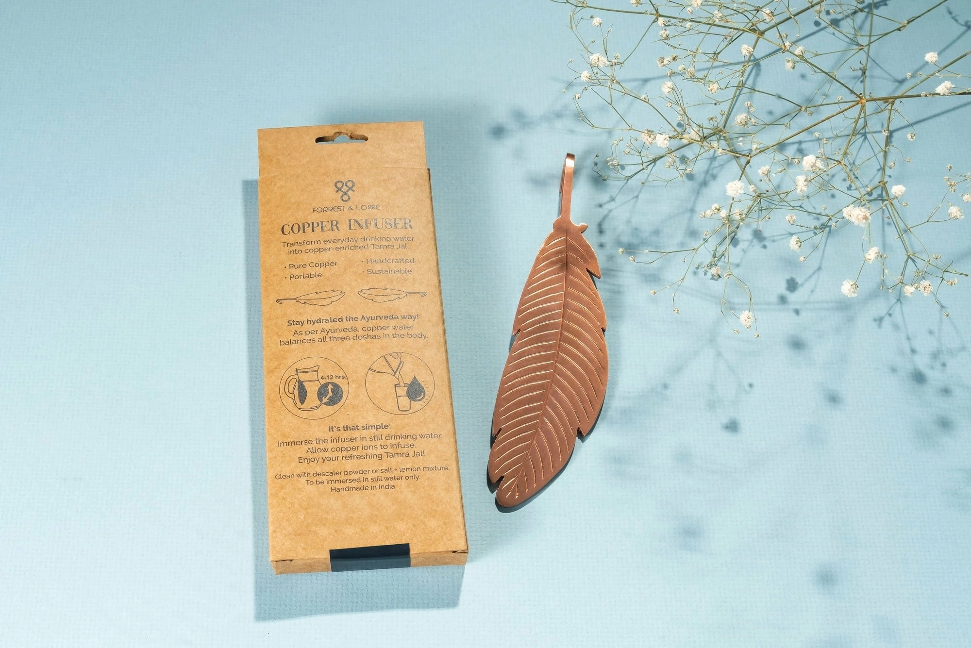 FORREST & LOVE Wasser-Vitalisierer aus Kupfer - Feder