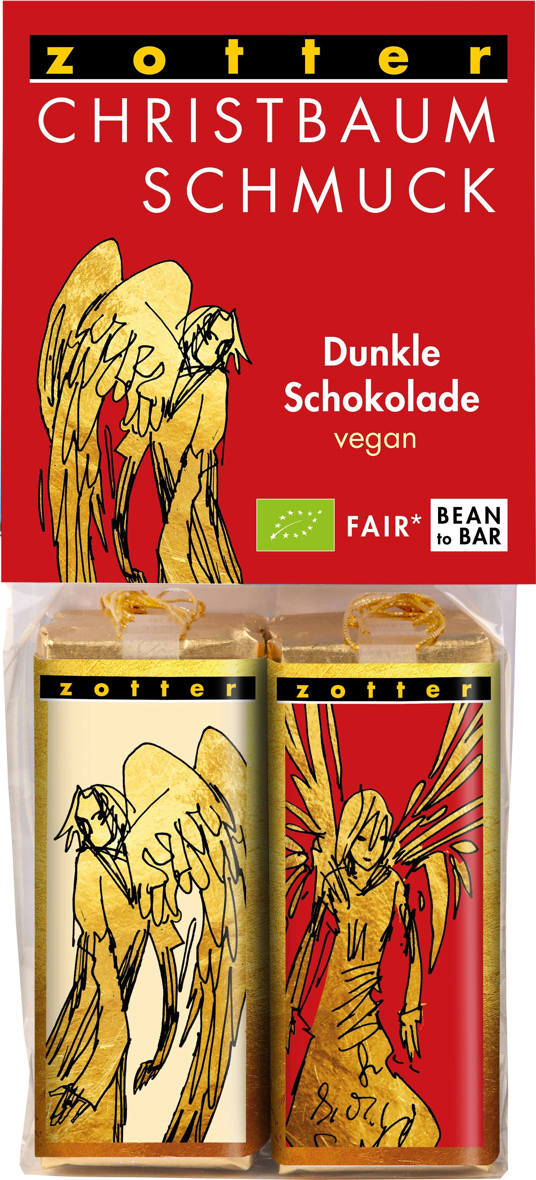 Zotter Schokoladen Bio Nashis Christbaumschmuck "Dunkle Schoko" vegan - 80 g