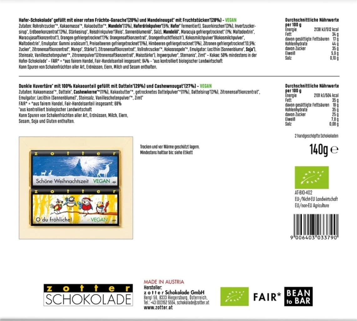 Bio zotter02 "Frohes Fest" - 140 g