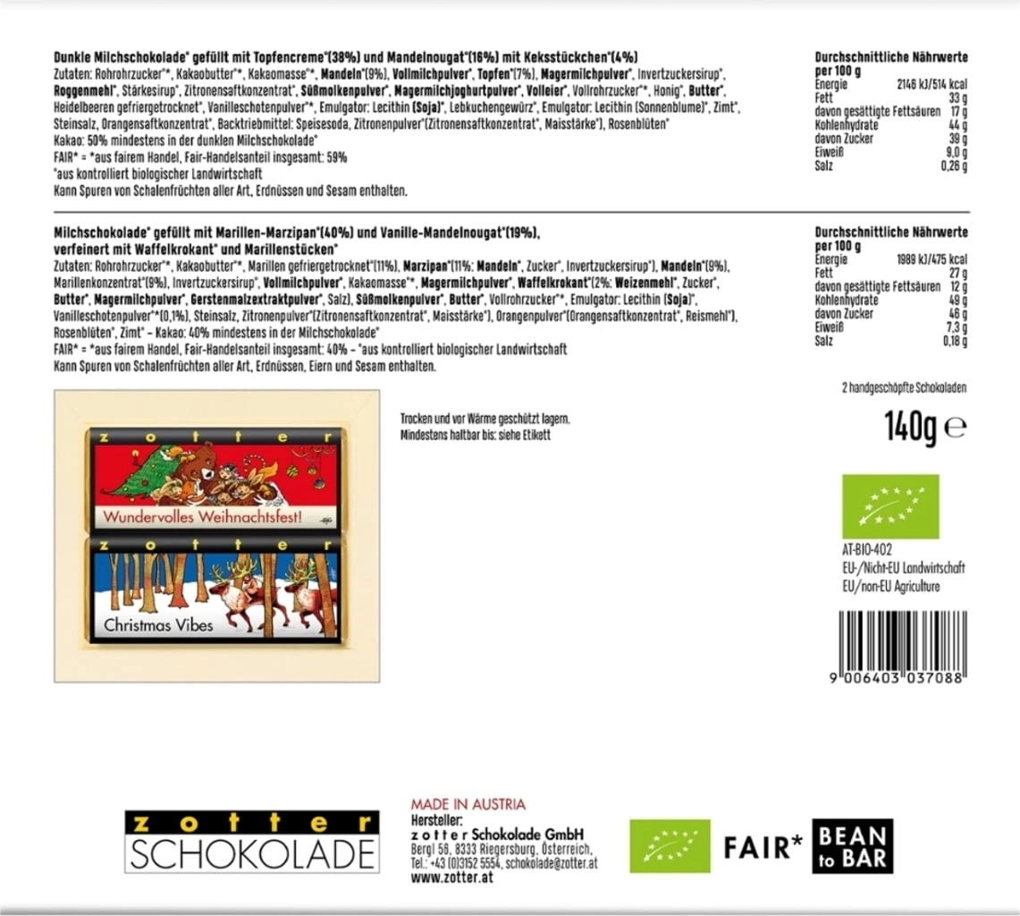 Bio zotter02 "Süße Weihnacht" - 140 g