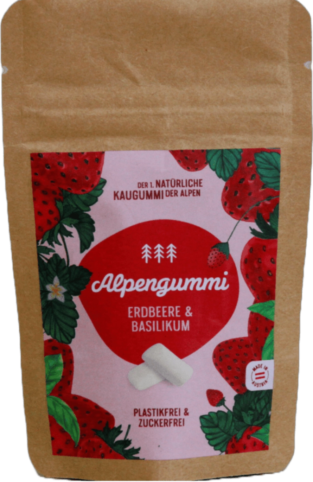 Alpengummi Kaugummi Erdbeere-Basilikum - 12 g
