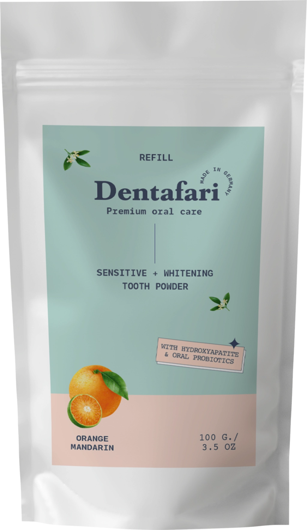 Dentafari Sensitive & Whitening Tooth Powder Orange & Mandarin - 100 g