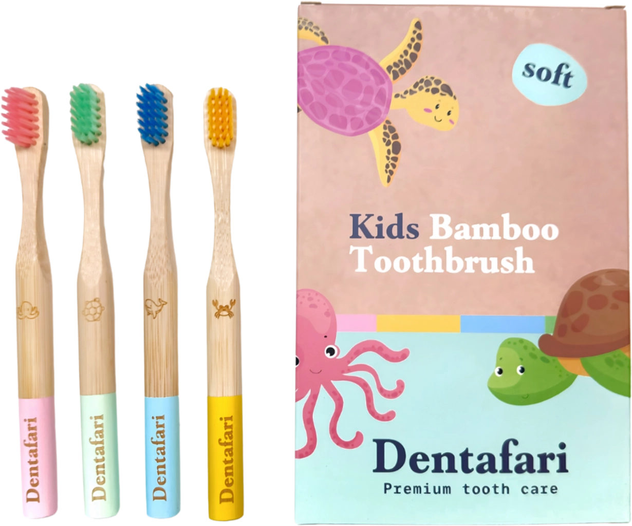 Dentafari Kids Bamboo Toothbrush 4-Piece Set - 1 Set